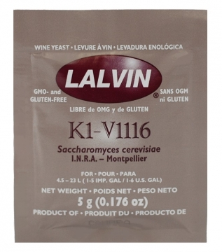Lalvin K1-V1116 valkoviinihiiva 5g